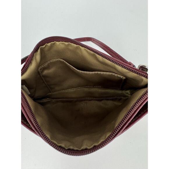 Coach F51683 Crimson Pebbled Leather Park Medium Wristlet SV Red Burgundy - Picture 7 of 13